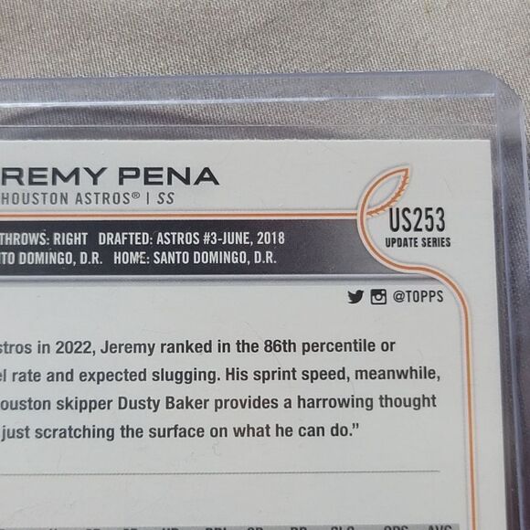 Jeremy Peña Houston Astros Rookie card - 2022 Topps Update Series #US253 - Picture 7 of 8